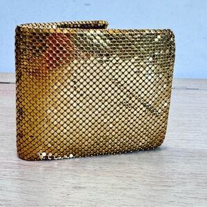 Whiting and Davis Gold Mesh Mates  Wallet 1950s Bifold Change‎ Purse Vintage